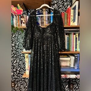 Selkie Black Sequin Princess Gown - Size Medium